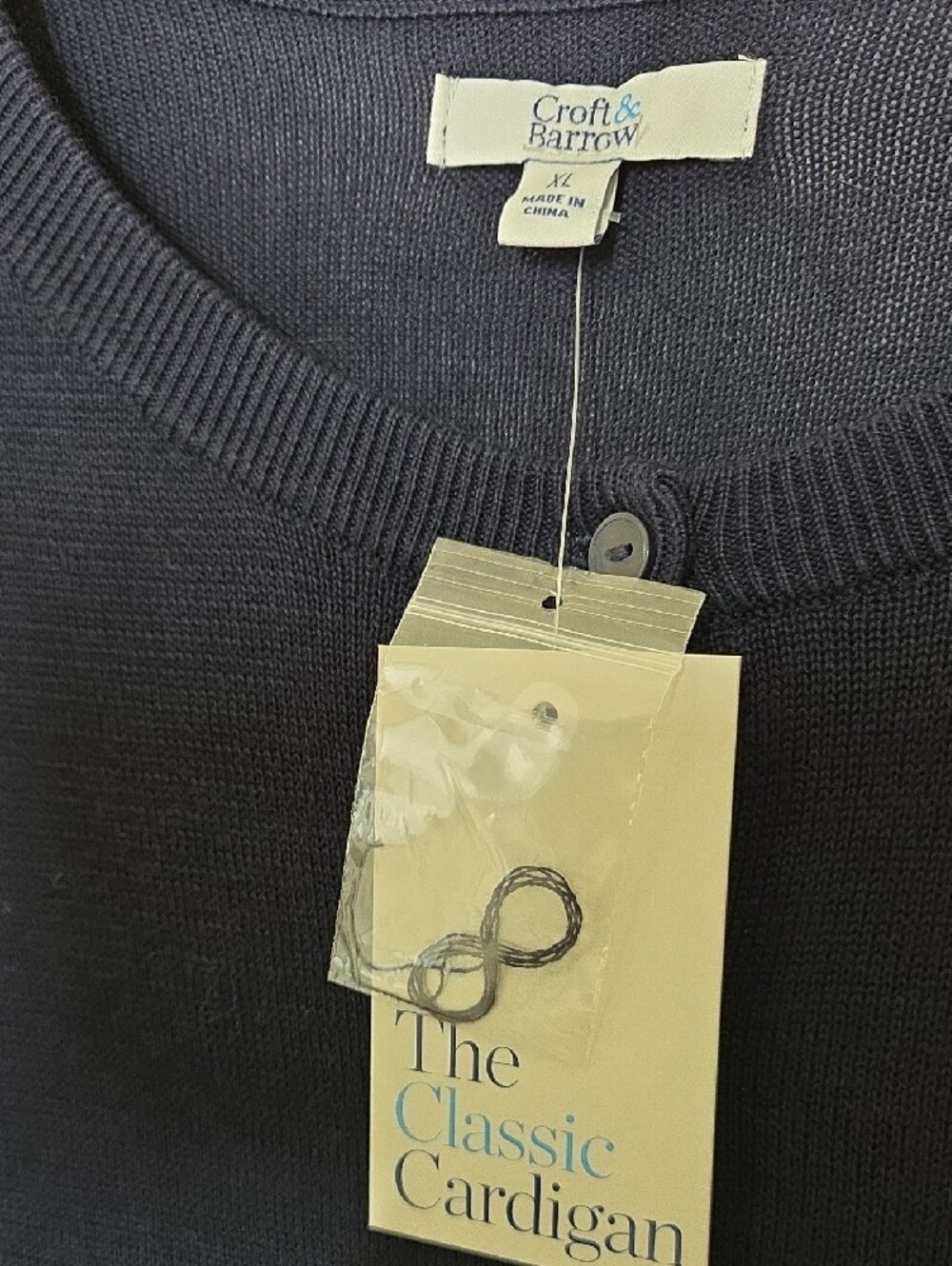 croft & barrow navy button-front crew cardigan - Picture 10 of 11